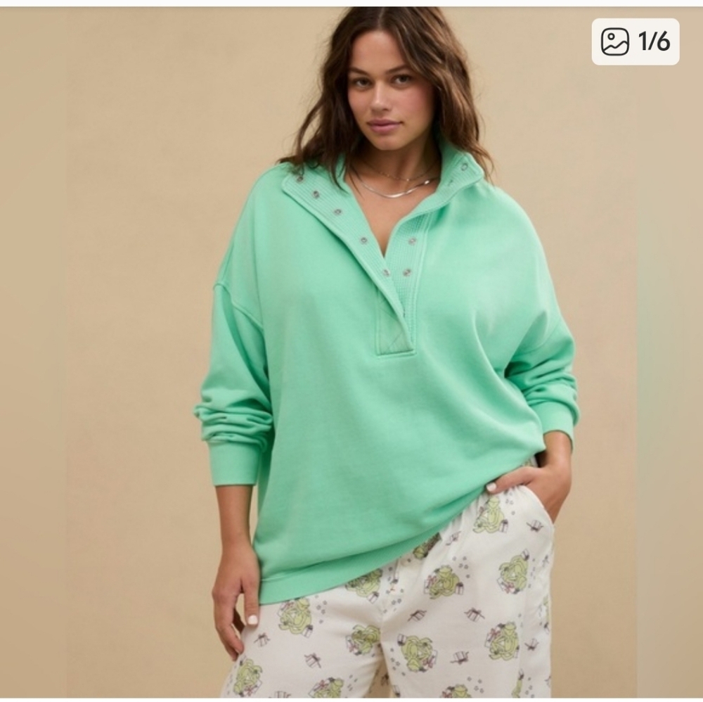 Aerie Getaway Oversized Quarter Snap Sweatshirt